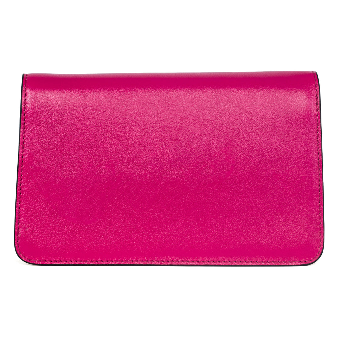 Vibrant Fuchsia Leather Clutch With Custom Swarovski Stone