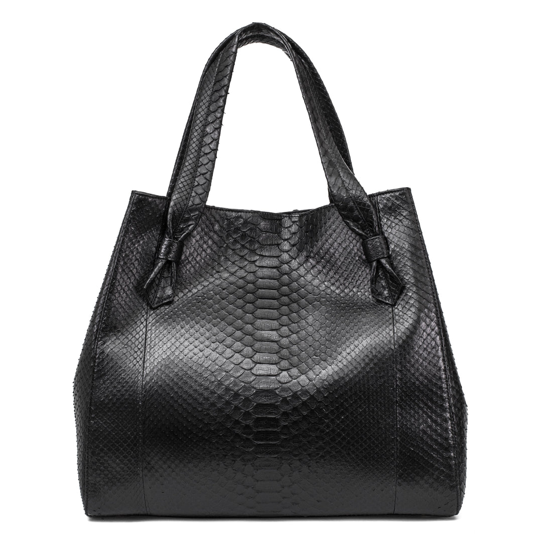Large Black Python Shopper Bag