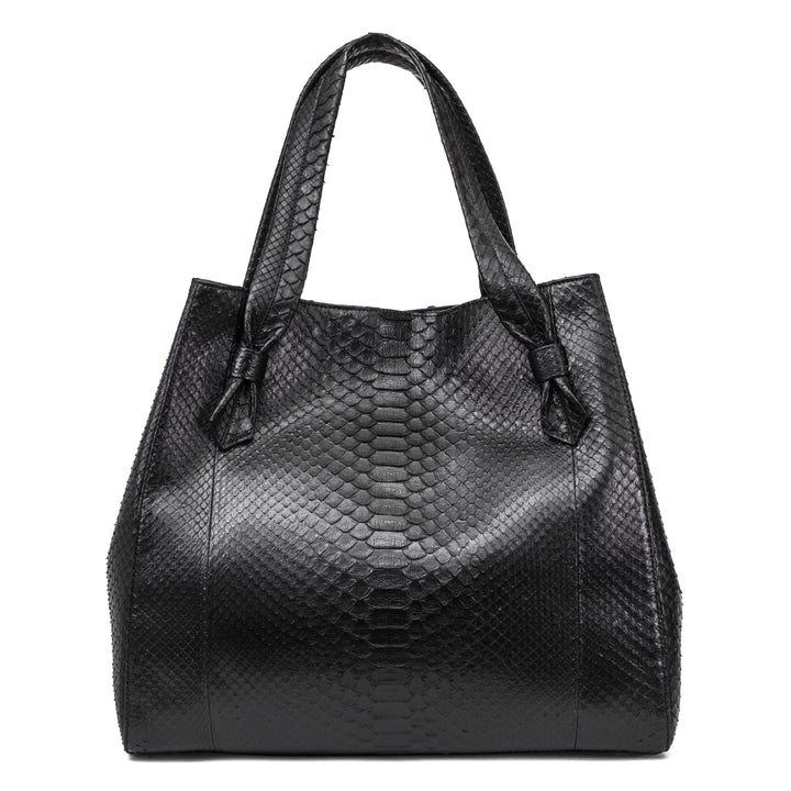 Large Black Python Shopper Bag