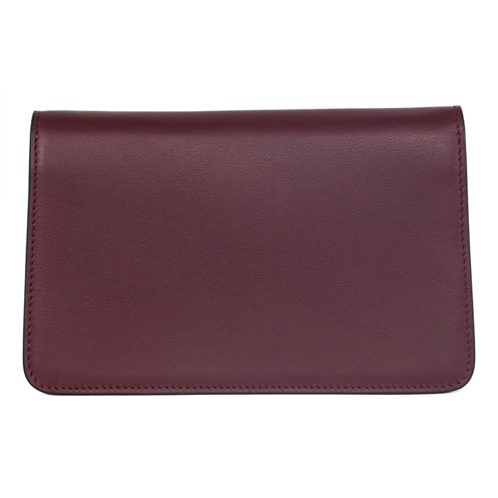 Bordeaux Leather Clutch  With Custom Swarovski Stone