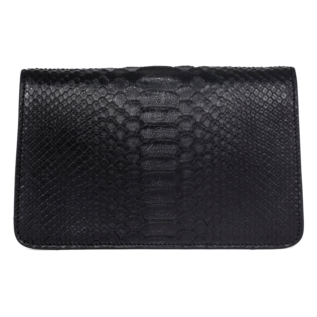 Black Python Clutch with Custom Swarovski Stone