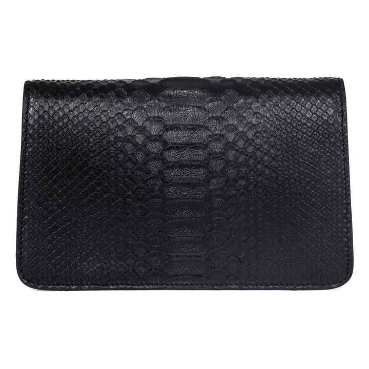 Black Python Clutch with Custom Swarovski Stone