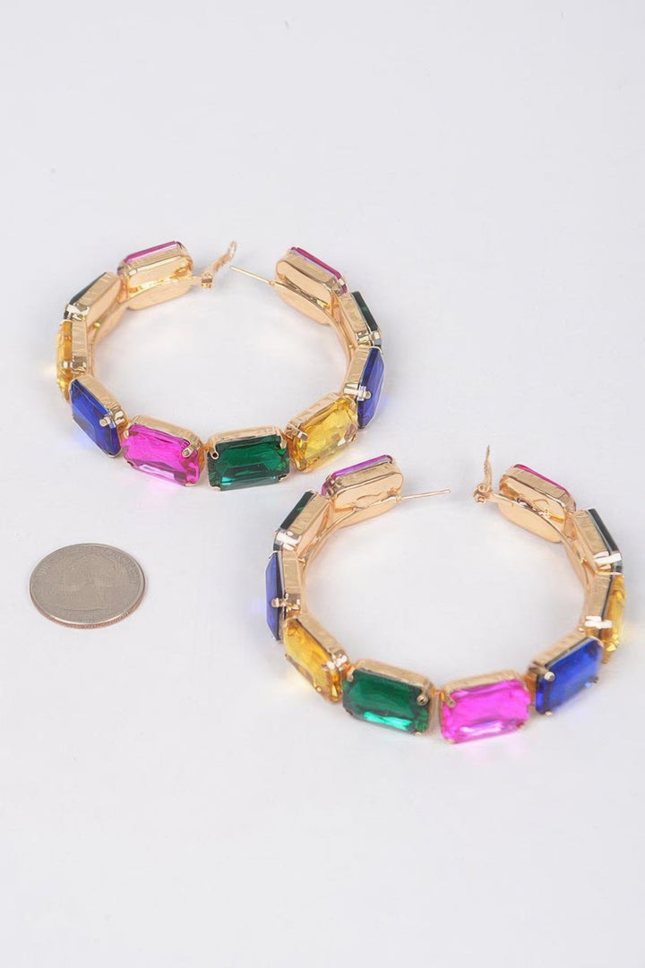 ST. MARKS Multicolor Stone Hoop Earrings: NYFW BYMANYC ® New York
