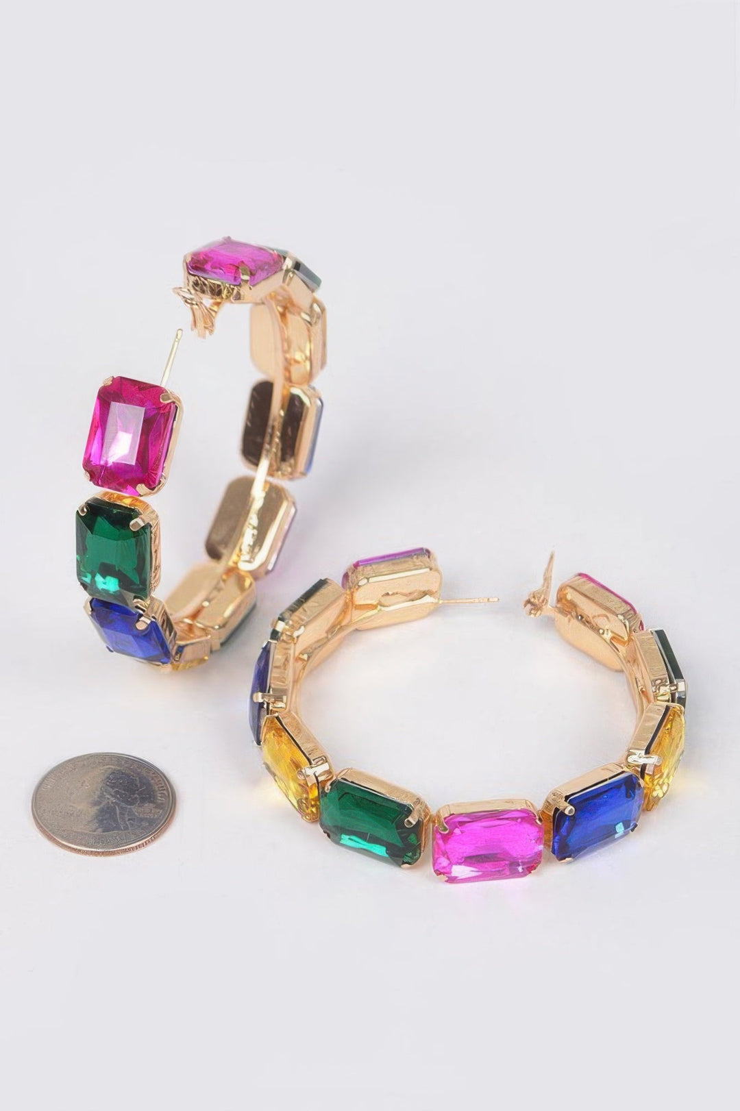 ST. MARKS Multicolor Stone Hoop Earrings: NYFW BYMANYC ® New York