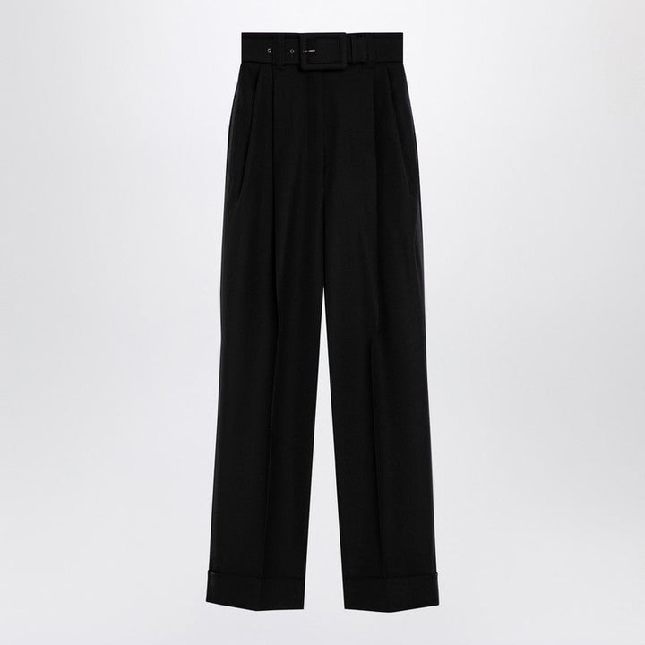 Max Mara Pianoforte Black Grain De Poudre Wool Trousers Women