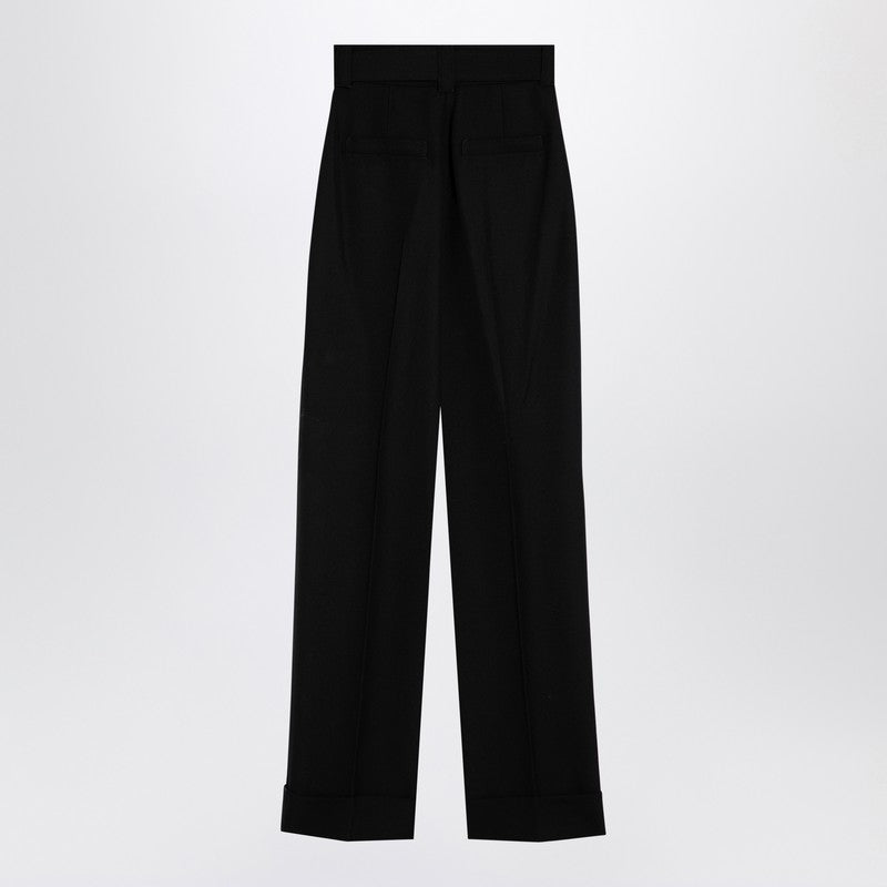 Max Mara Pianoforte Black Grain De Poudre Wool Trousers Women