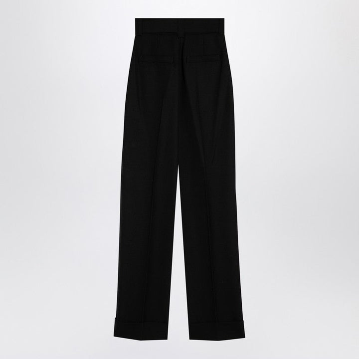 Max Mara Pianoforte Black Grain De Poudre Wool Trousers Women