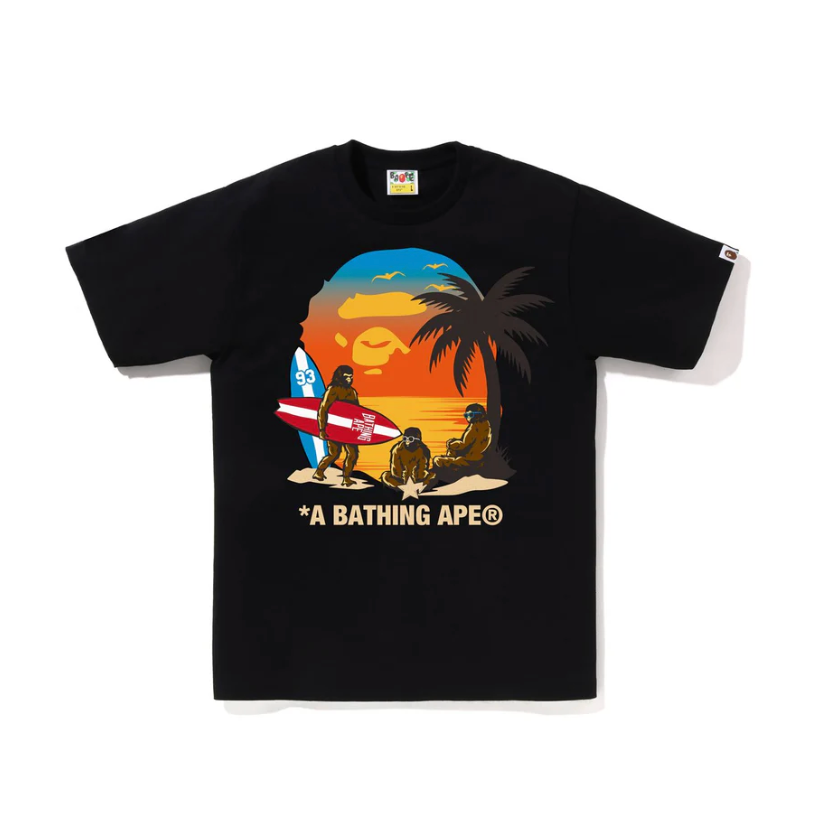 BAPE Sunset Beach Ape head Tee (Black)