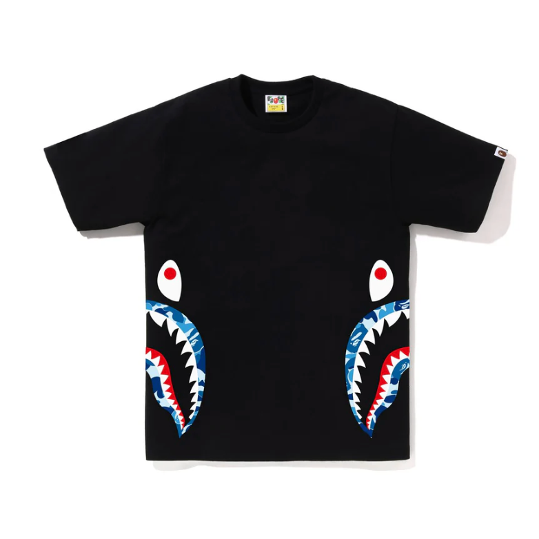 Bape A Bathing Ape Side Shark Tee (Black/Blue)