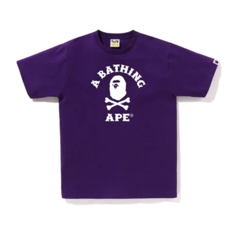 BAPE APE CROSSBONE COLLEGE TEE (Purple)
