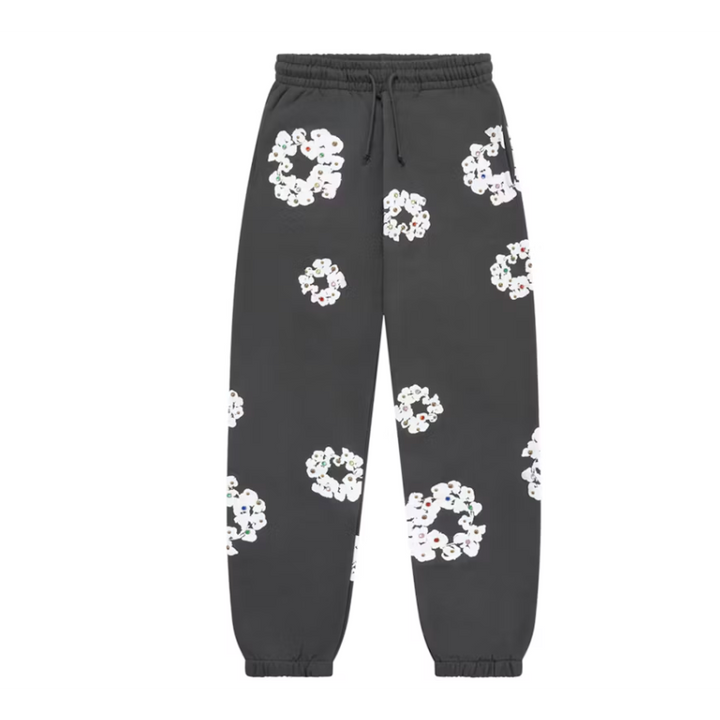 Denim Tears Rhinestone Cotton Wreath Sweatpants Vintage Black