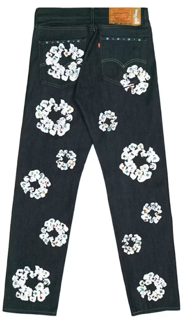 Denim Tears x Levi's 501 Cotton Rhinestone Wreath Jeans Raw