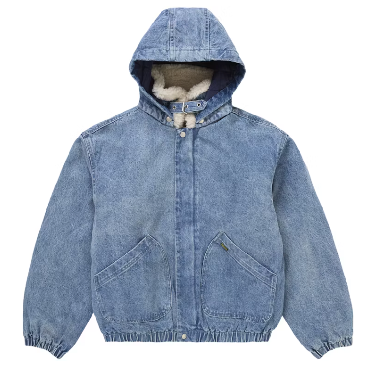 Supreme Faux Shearling Lined Bomber Jacket Denim