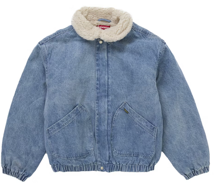 Supreme Faux Shearling Lined Bomber Jacket Denim