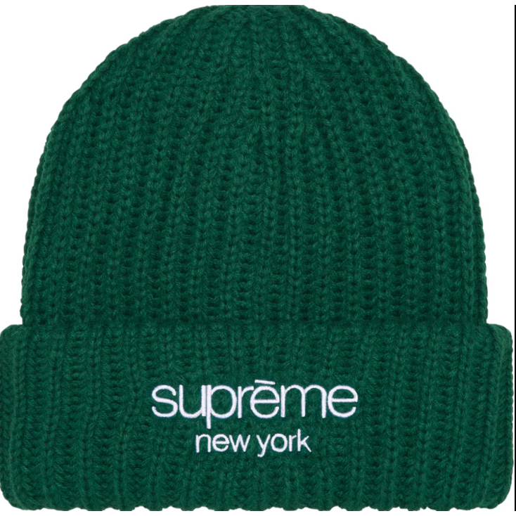 Supreme Classic Logo Chunky Ribbed Beanie Green