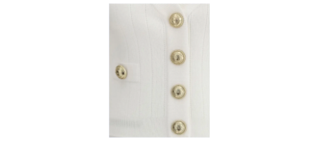BALMAIN white cropped v-neck CARDIGAN
