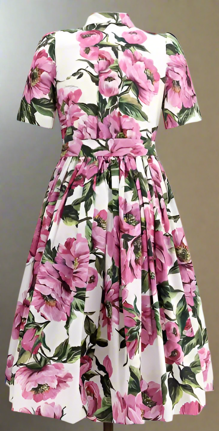 VESTIDO CAMISERO CON ESTAMPADO DE PEONÍAS DE DOLCE &amp; GABBANA ITALIA 