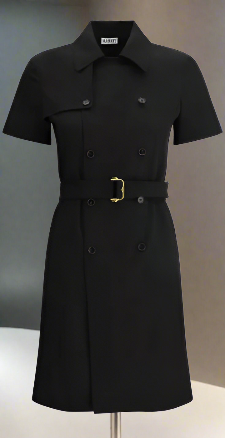 VESTIDO MIDI BURBERRY con doble botonadura y hebilla dorada 