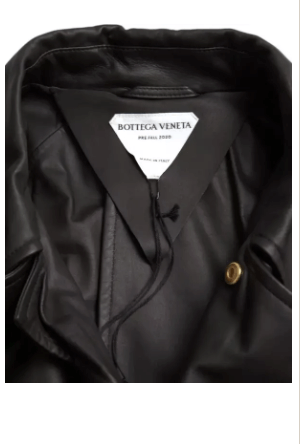 Bottega Veneta BLACK LEATHER MEN WATERPROOF TRENCH COAT JACKET