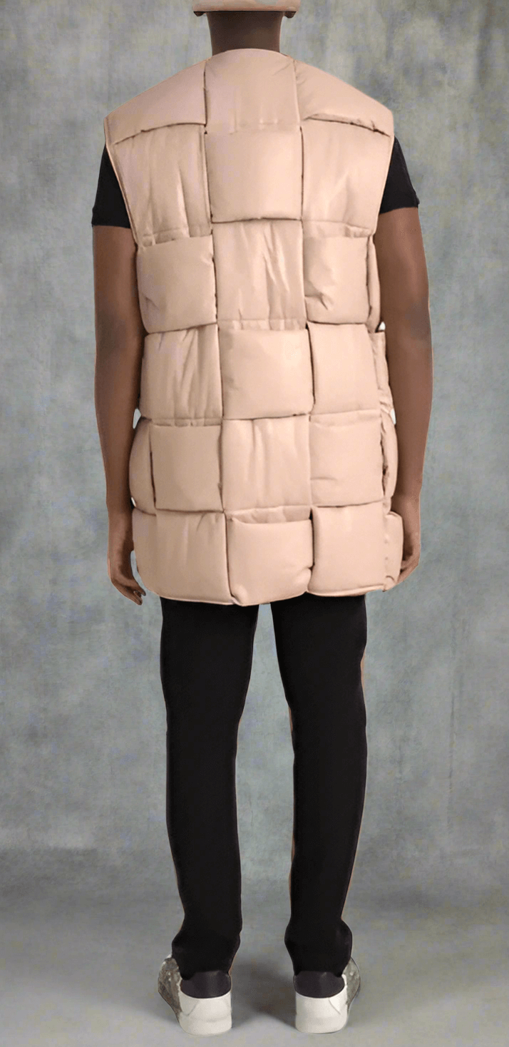 Bottega Veneta BEIGE QUILTED SLEEVELESS CALF LEATHER JACKET