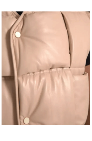 Bottega Veneta BEIGE QUILTED SLEEVELESS CALF LEATHER JACKET