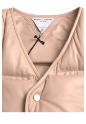 Bottega Veneta BEIGE QUILTED SLEEVELESS CALF LEATHER JACKET