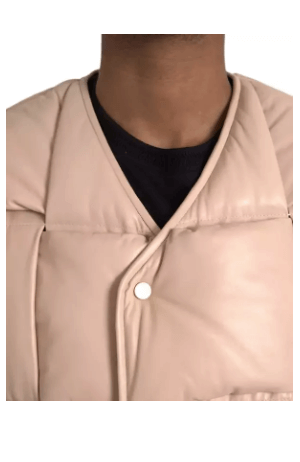Bottega Veneta BEIGE QUILTED SLEEVELESS CALF LEATHER JACKET