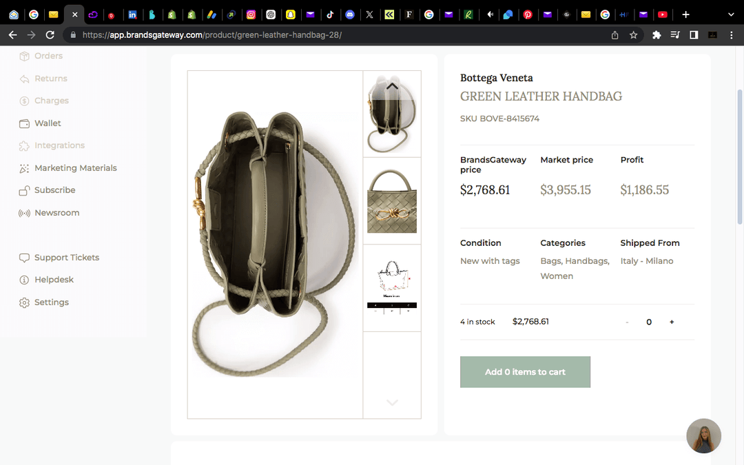 Bottega Veneta GREEN LEATHER HANDBAG