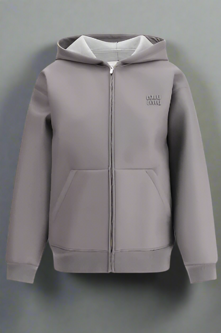 MIU MIU HOODED grey lambskin JACKET