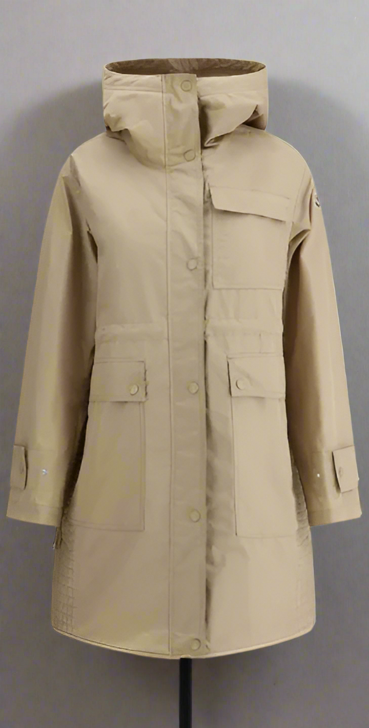 Moncler women's beige MEUDON LONG WATERPROOF JACKET