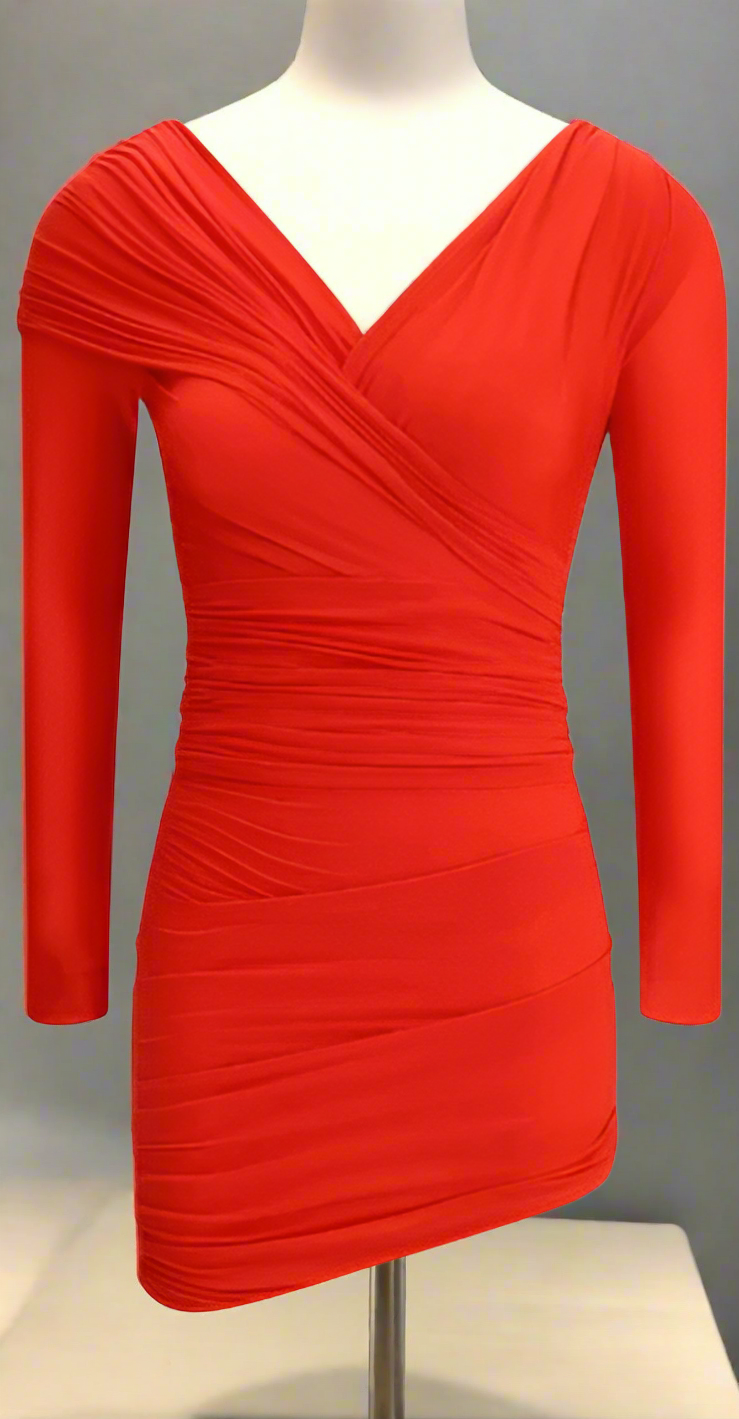 Balenciaga red DRAPED SHORT DRESS