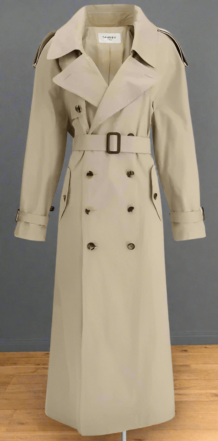 Saint Laurent beige women's MAXI TRENCH COAT