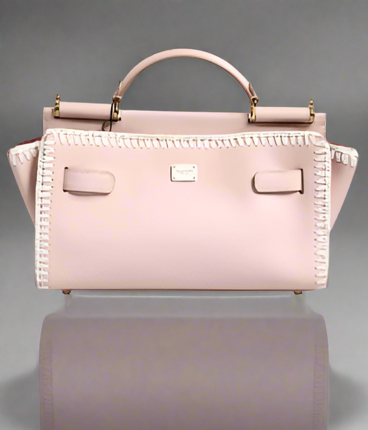 Dolce & Gabbana LIGHT PINK LOGO PLAQUE SOFT LEATHER STRAP CROSSBODY BAG