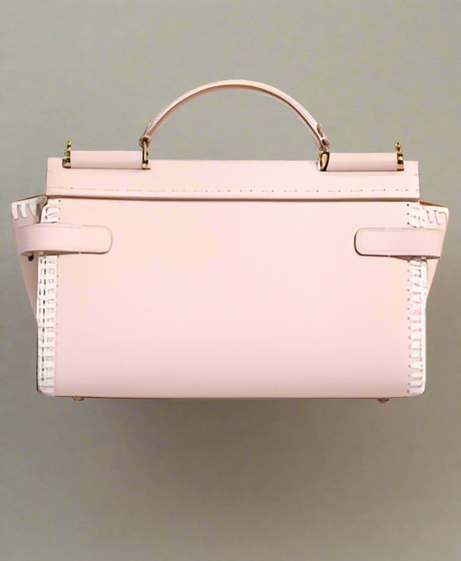 Dolce & Gabbana LIGHT PINK LOGO PLAQUE SOFT LEATHER STRAP CROSSBODY BAG