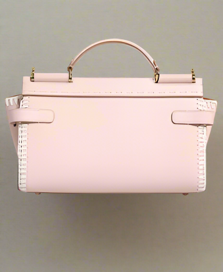 Dolce & Gabbana LIGHT PINK LOGO PLAQUE SOFT LEATHER STRAP CROSSBODY BAG