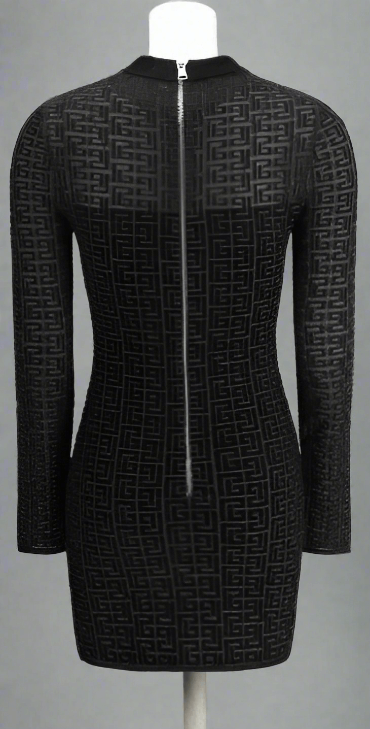 BALMAIN BLACK KNIT MINI DRESS