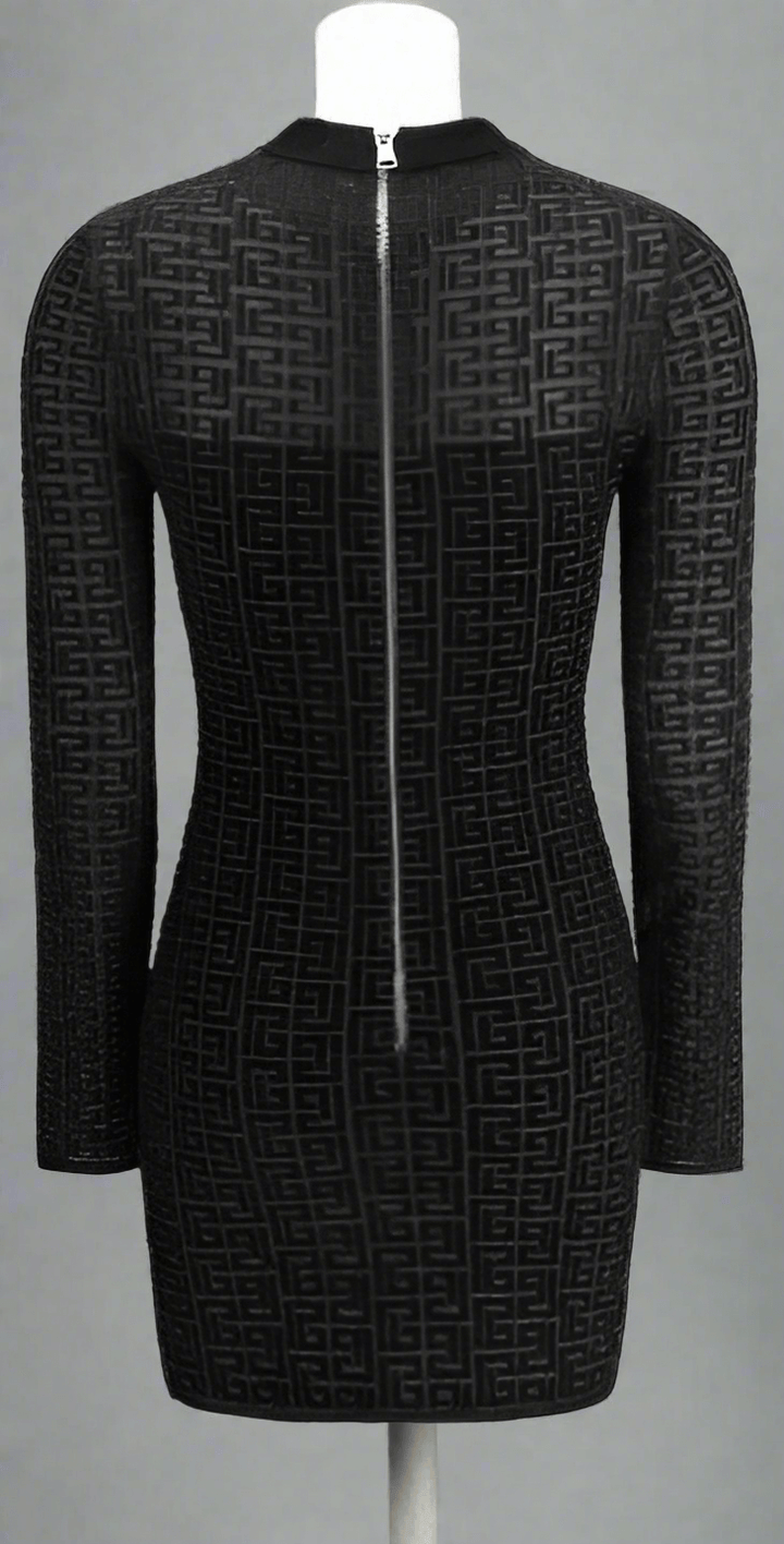 BALMAIN BLACK KNIT MINI DRESS