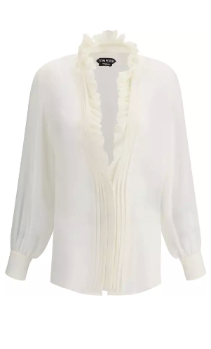 TOM FORD WHITE SILK GEORGETTE BLOUSE