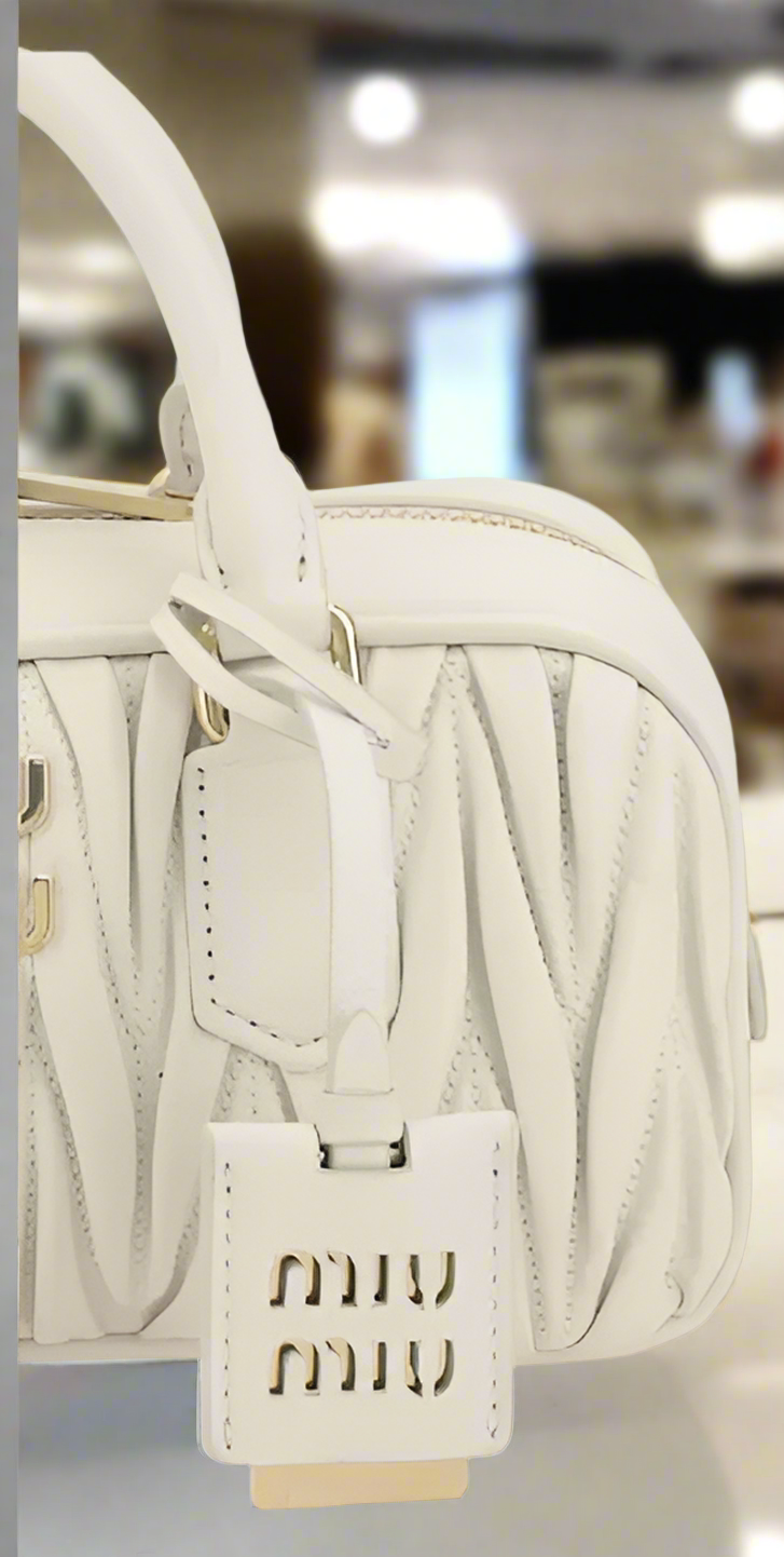 Miu Miu White Leather MATELASSÉ HANDBAG