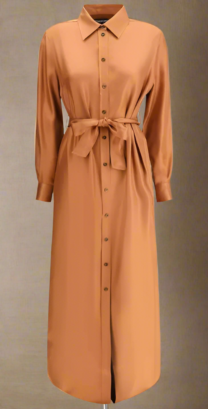 TOM FORD BURNT ORANGE LONG SHIRT DRESS