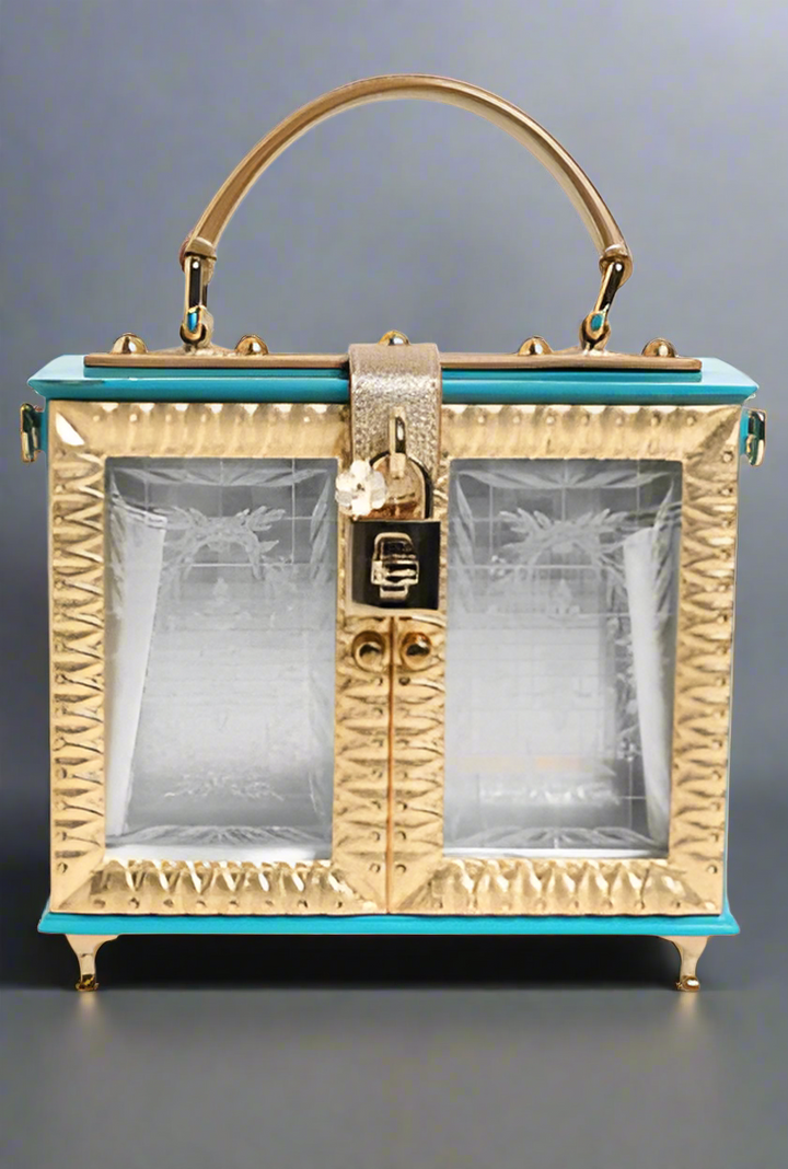 Dolce & Gabbana (Preloved)TURQUOISE GOLD ACRYLIC shoulder bag