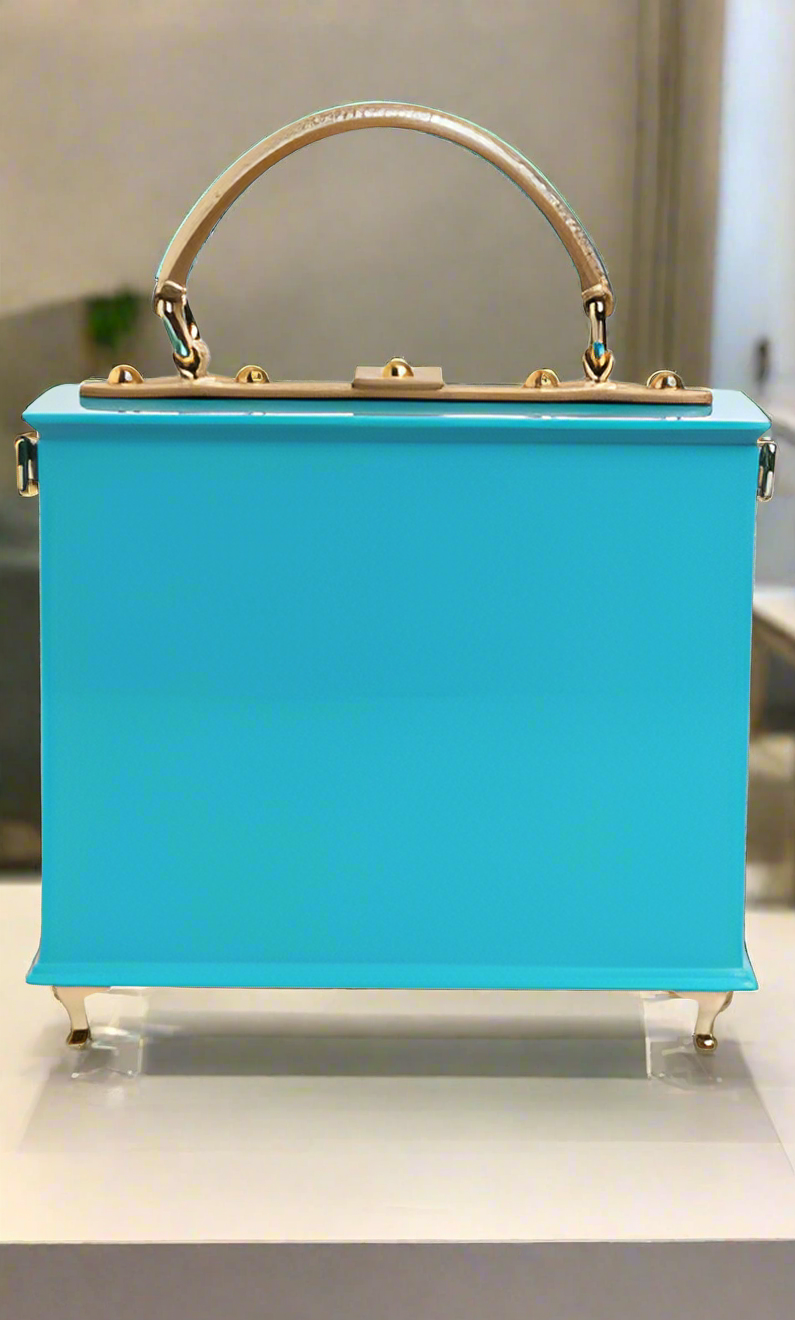 Dolce & Gabbana (Preloved)TURQUOISE GOLD ACRYLIC shoulder bag