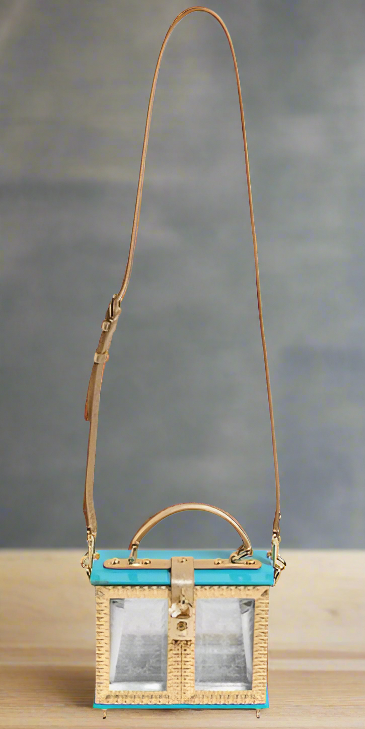 Dolce & Gabbana (Preloved)TURQUOISE GOLD ACRYLIC shoulder bag