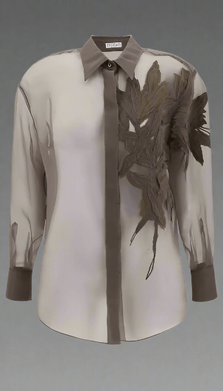 Brunello Cucinelli women's grey SILK SHIRT