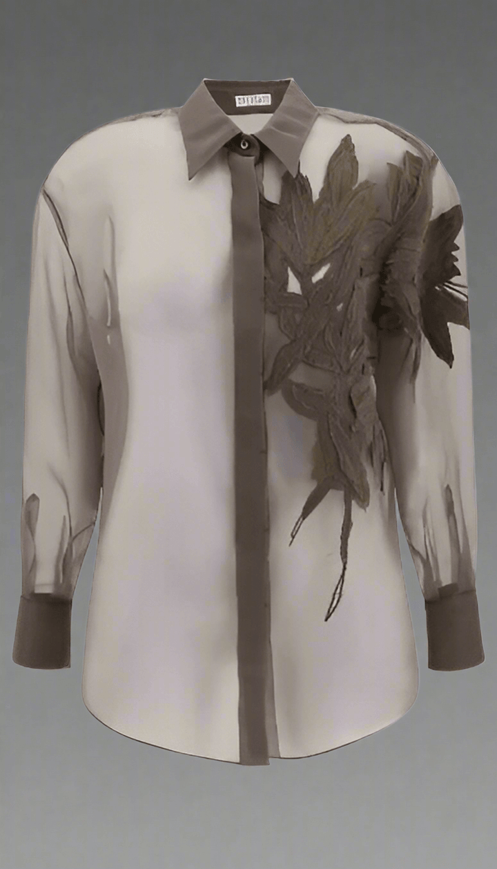 Brunello Cucinelli women's grey SILK SHIRT