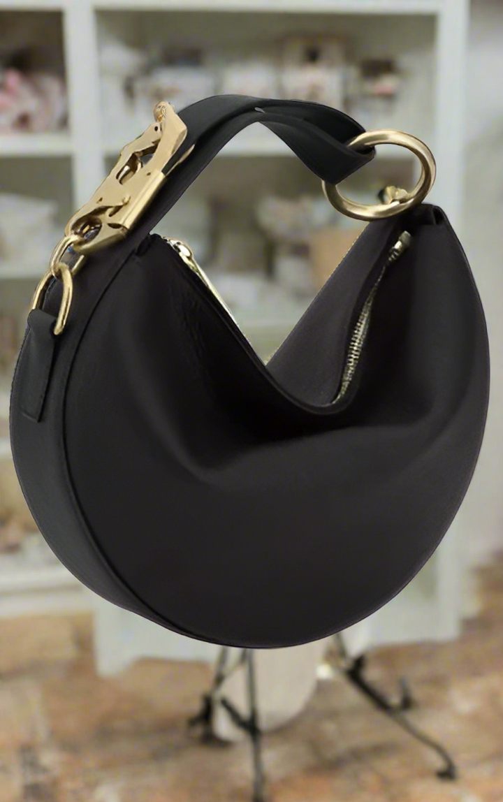 Burberry women's black leather HOBO BAG