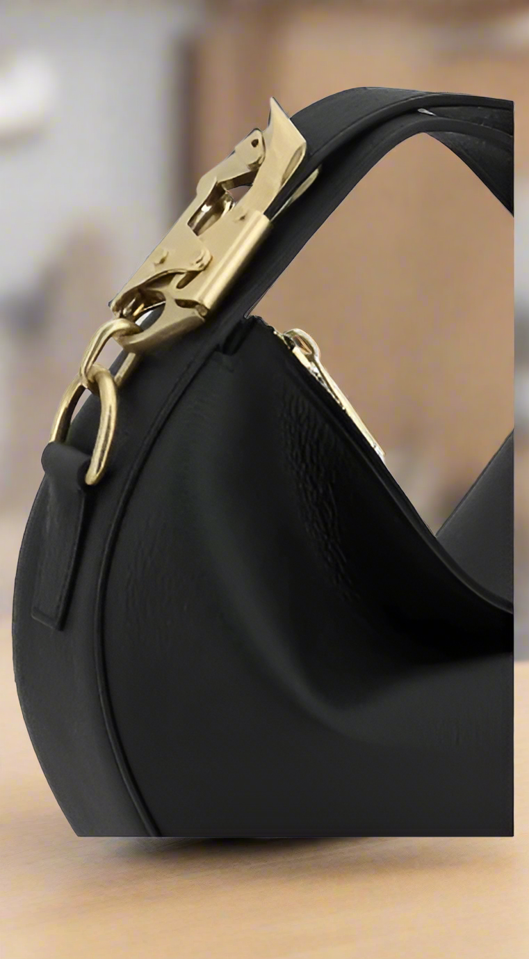 Burberry women's black leather HOBO BAG