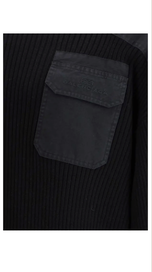 Balenciaga men's black MILITARY SWEATER