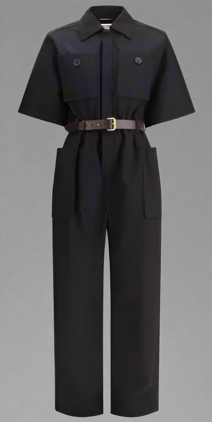 Saint Laurent women's black SHORT-SLEEVED JUMPSUIT