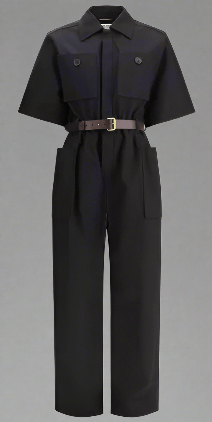 Saint Laurent women's black SHORT-SLEEVED JUMPSUIT